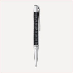 Kugelschreiber mit perforiertem Leder- und Palladiumfinish Schwarz