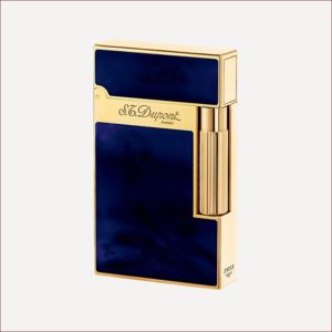 Feuerzeug mit Gelbgoldfinish und natürlichem Lack Marineblau