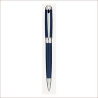 Kugelschreiber in mittlerer Größe mit Guillochierung unter blauem Lack