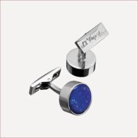 Runde Manschettenknöpfe mit Lapislazuli und Palladium Blau