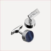 Runde Manschettenknöpfe „Falcon Eye“, Palladium Blau