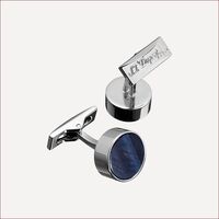 Runde Manschettenknöpfe „Falcon Eye“, Palladium Blau